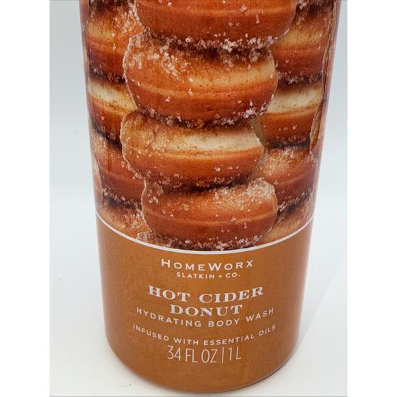 HomeWorx by Slatkin + Co. 34oz Body Wash Hot Cider Donut Essential Oils Fall - Picture 2 of 5